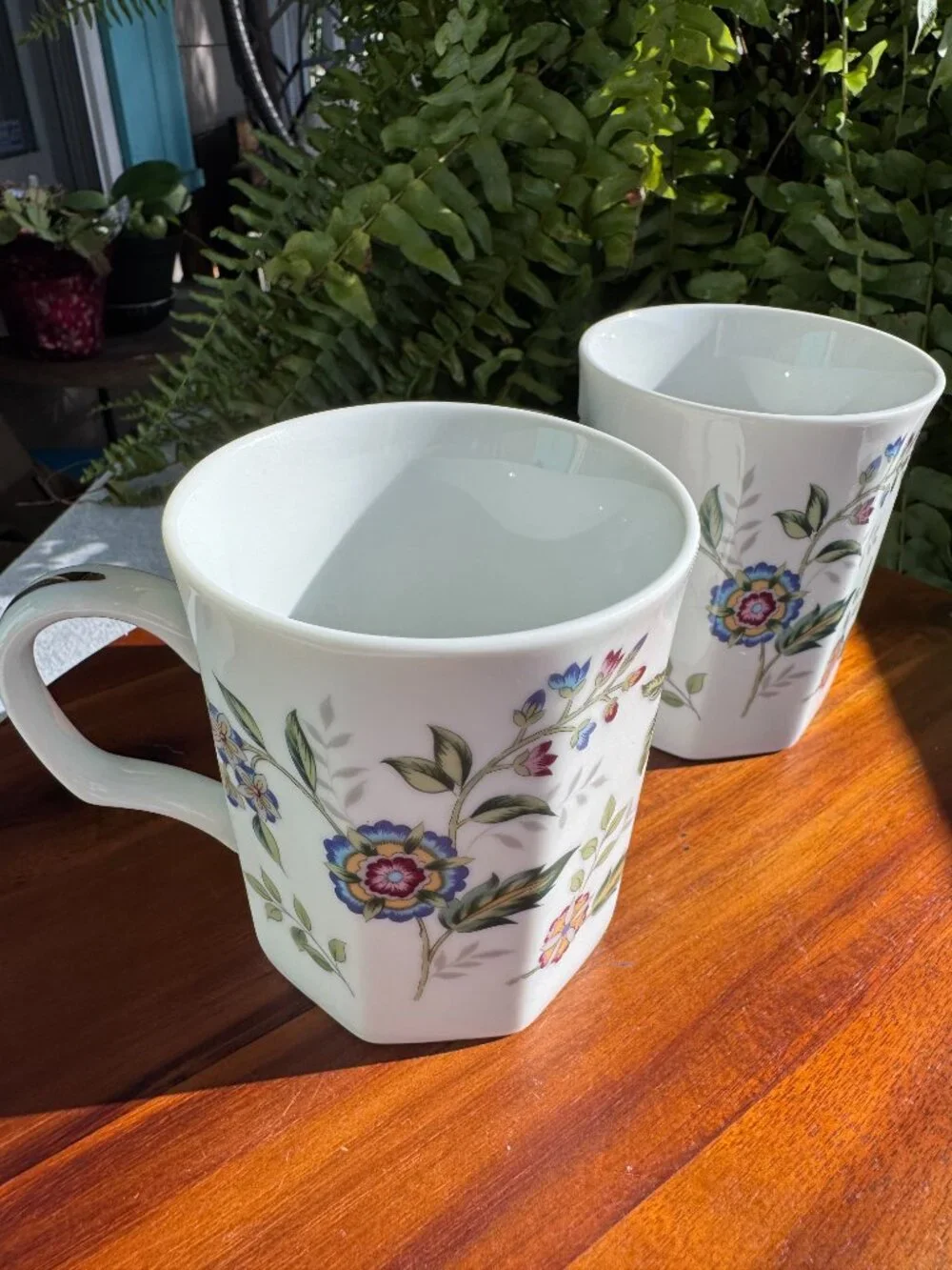 Vintage Andrea by Sadek Floral Coffee Mug, Hexagonal Porcelain Tea Cup